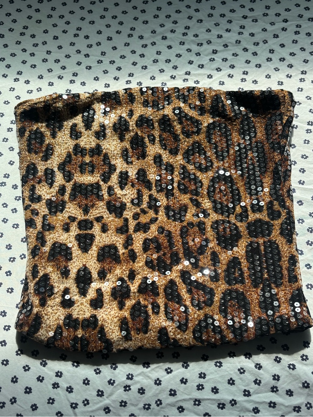 Sequin Leopard Print Tube Top - Sz: small